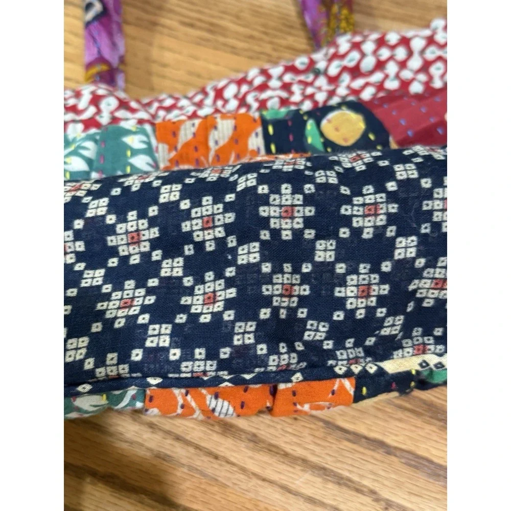NWT Kantha Stitch‎ Sari Purse Hobo Bag Multicolor Patchwork Boho Artisan
